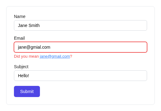 Typo suggestion with clickable correction link