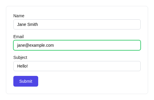 Valid email with green border