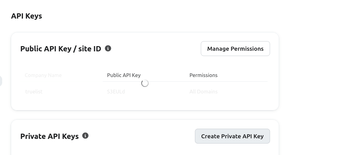 Klaviyo API Keys page