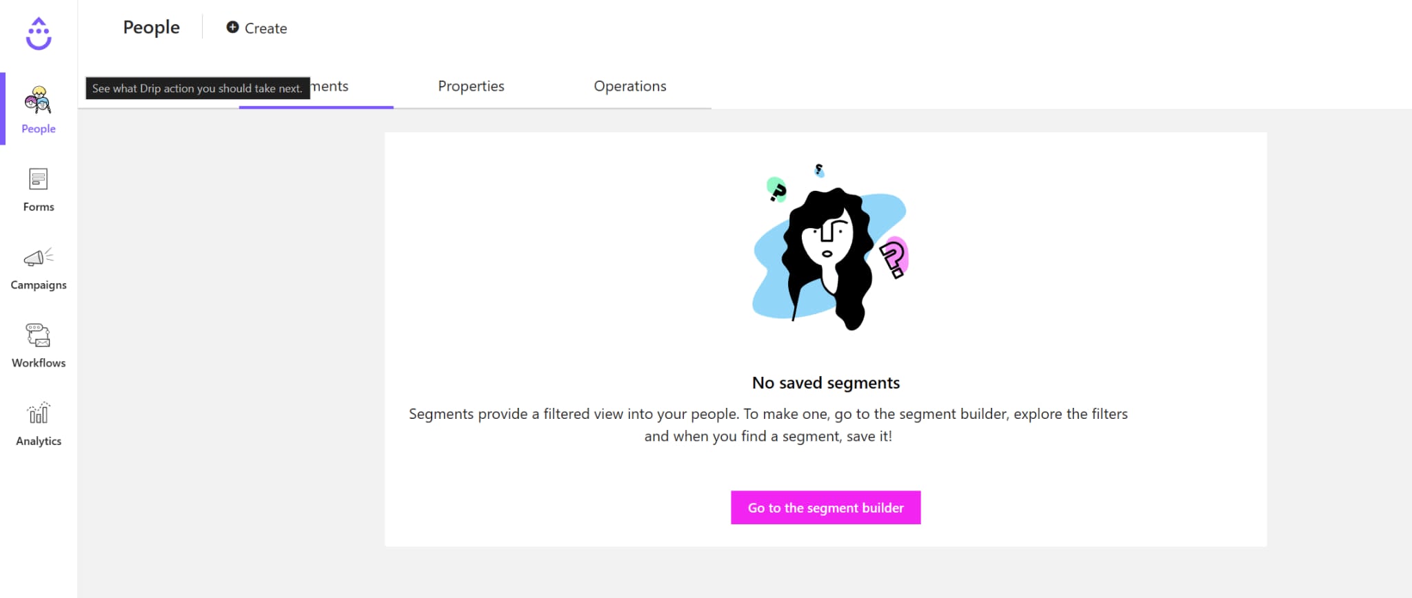Drip People Segments page